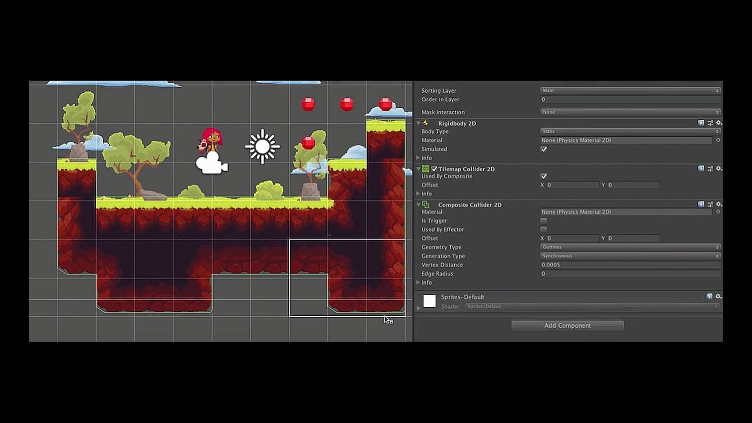 Unity: menos colliders con Tilemap