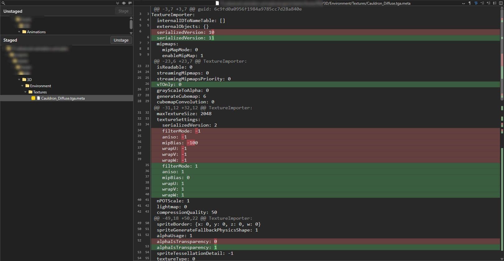 .meta 파일에 대한 변경 사항